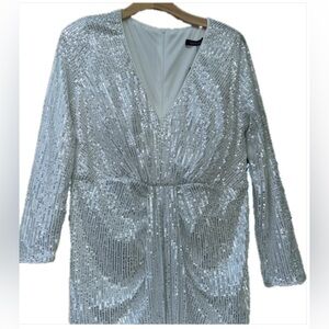 White Sequin Dress 1X White Sequin Dress Maxi V Neck Sequins Wedding dress